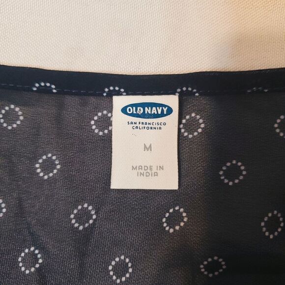 OLD NAVY Blue and White Sheer Blouse Size Medium - Picture 3 of 10